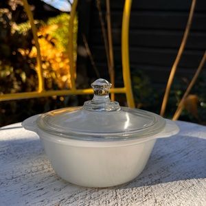 Vintage Fire King White Covered Dish